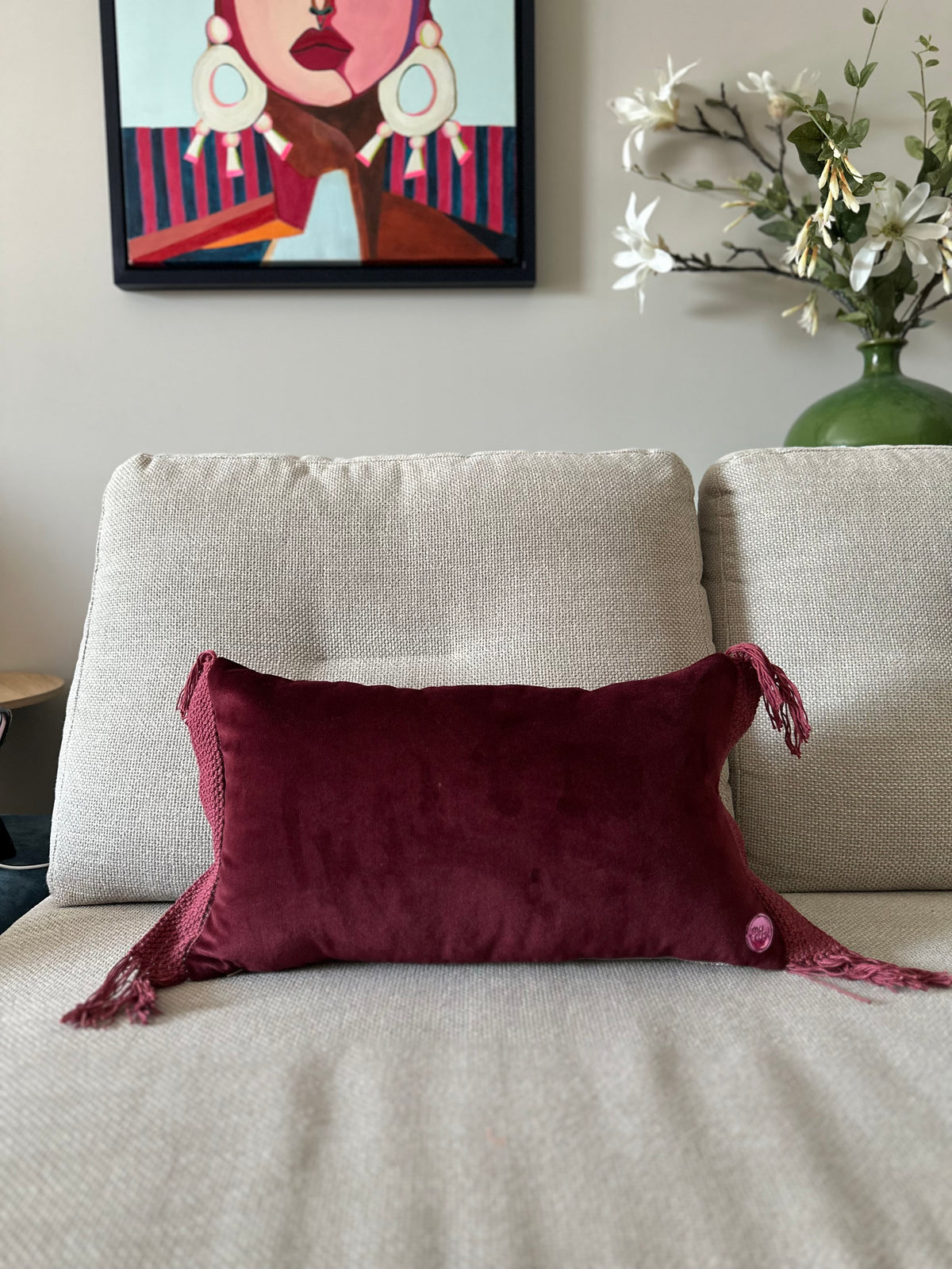 Burgundy Fringe 50x30