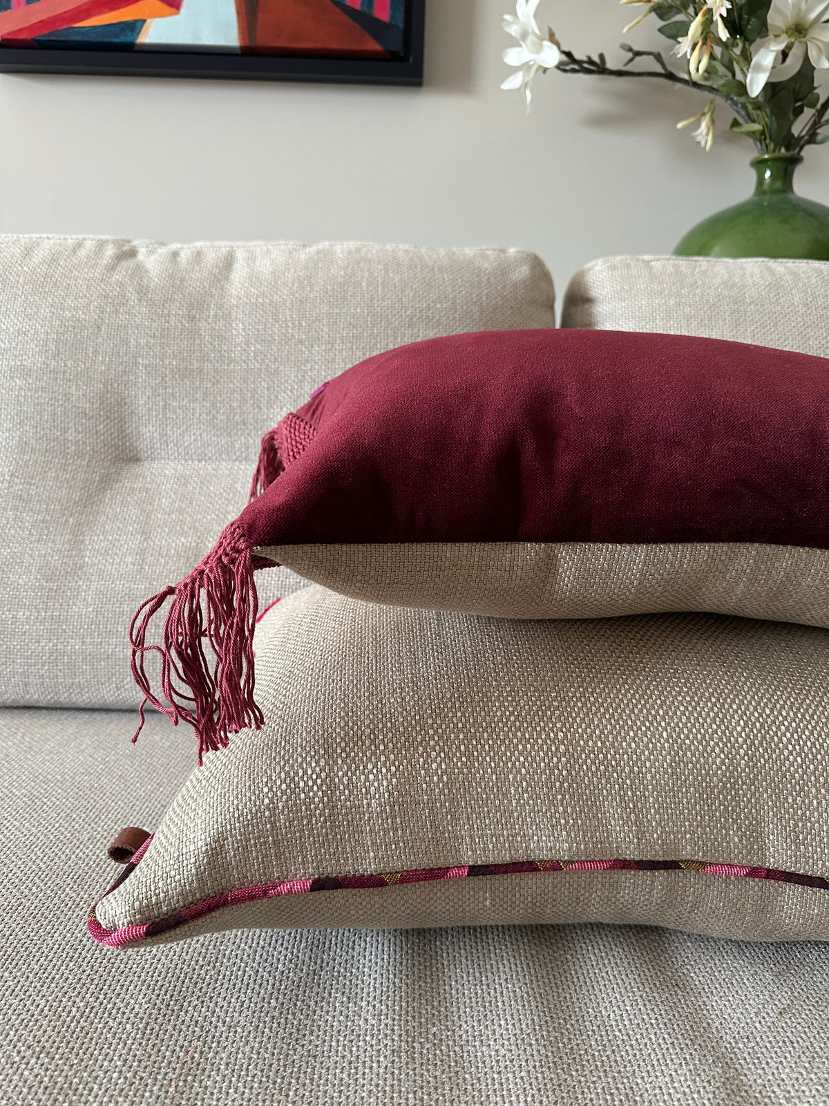 Burgundy Fringe 50x30