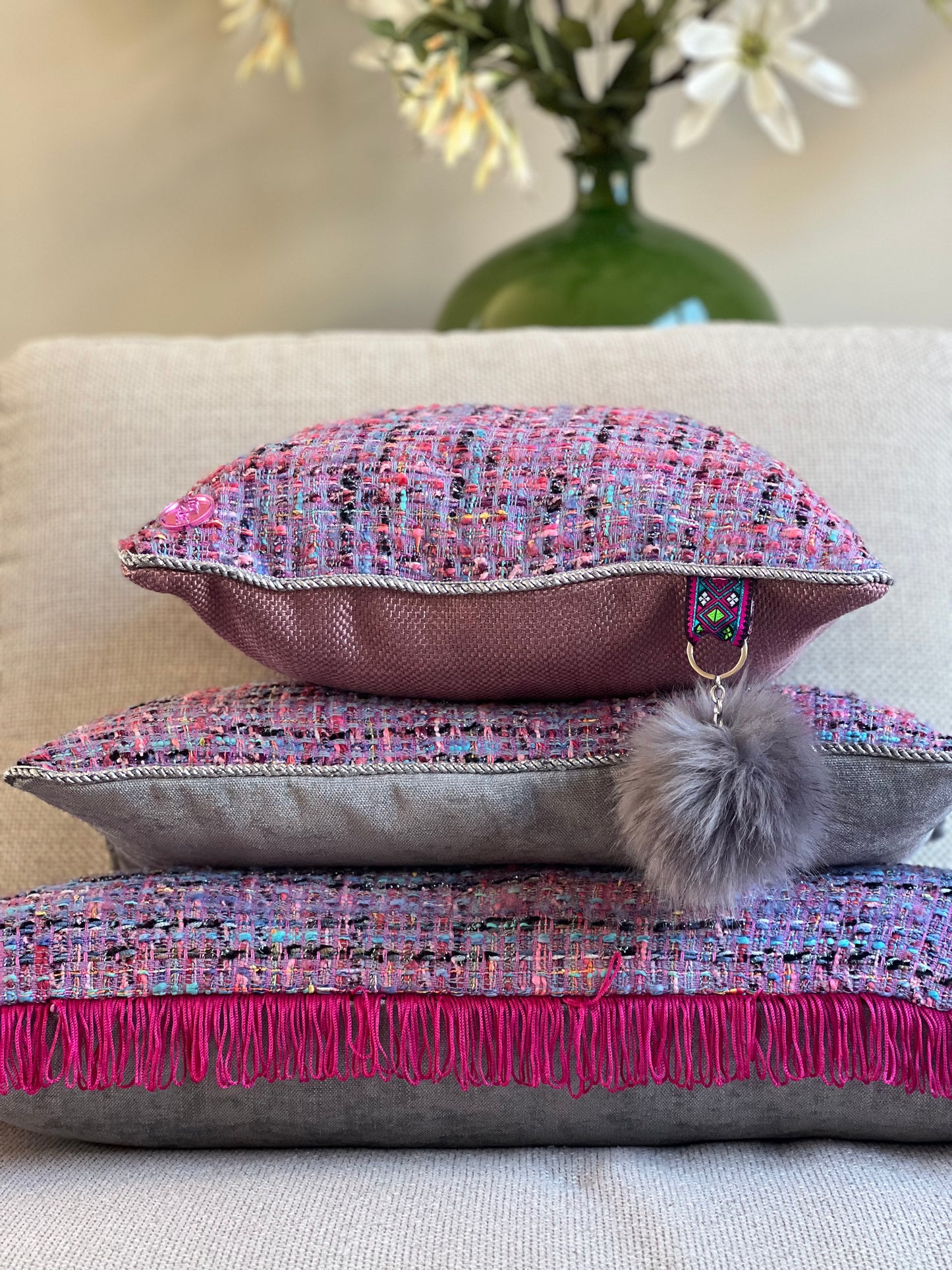 Luxe sierkussen Purple Bouclé 50x30